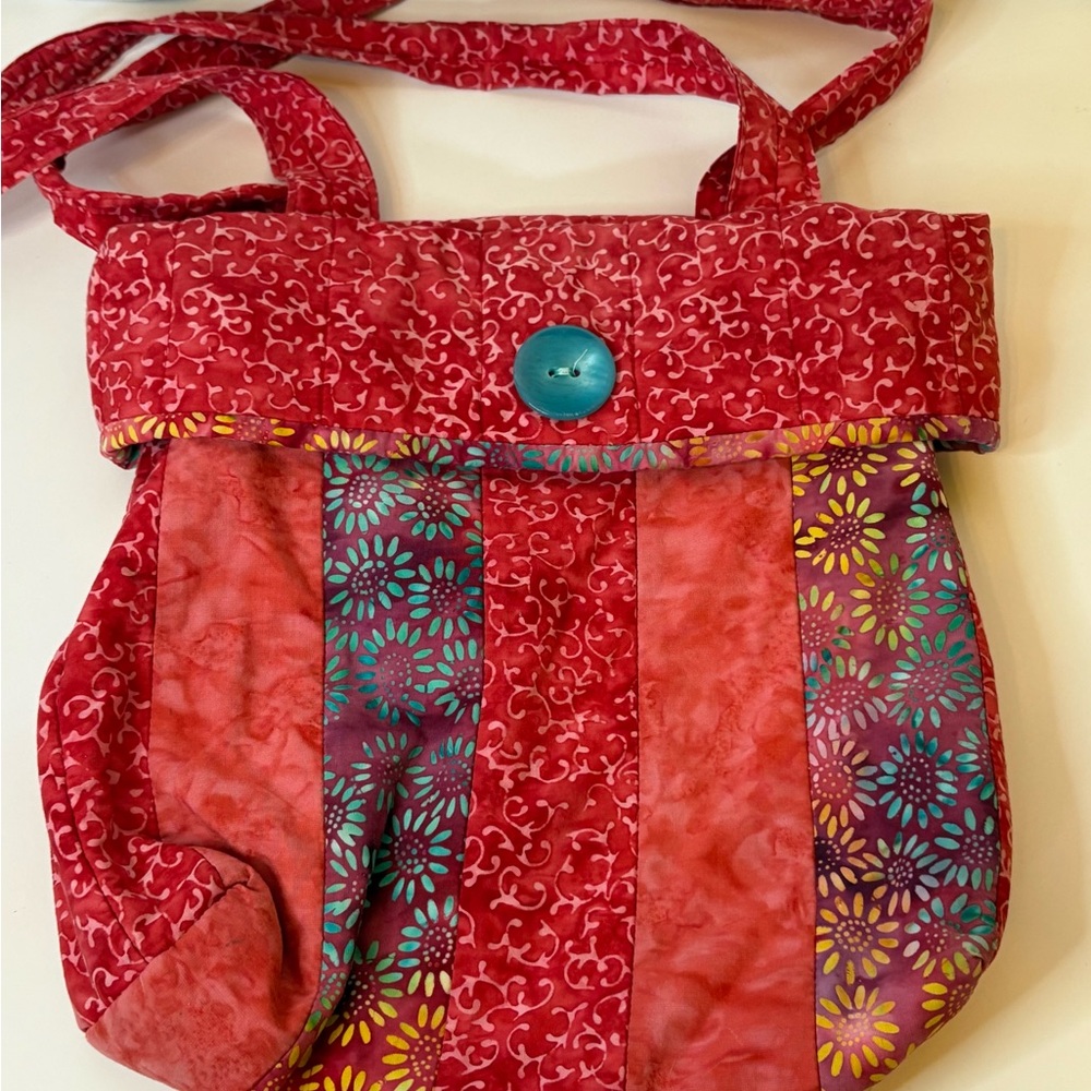 Handmade Quilted Tote Bag Bright Boho Patchwork Design
